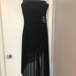 Black High to low ruched dress with sequin